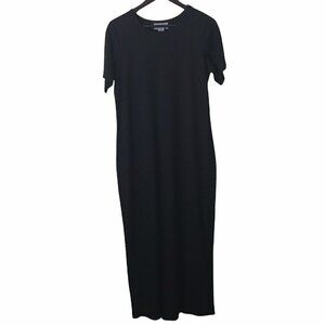 INDIGO MOON Black Short Sleeve Maxi Long Dress